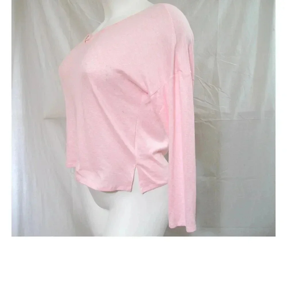 Ande Supersoft V-Neck Knit Pajama Top MEDIUM‎ Pink